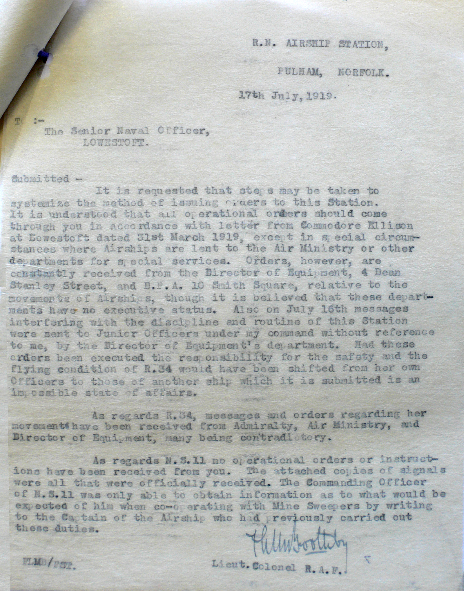 Lowestoft Letter 1
